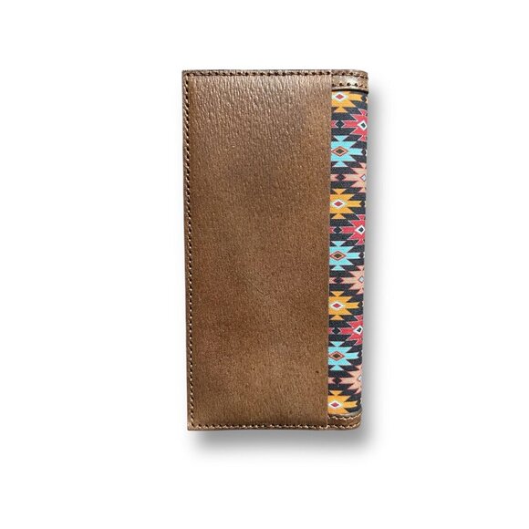 Red Dirt Hat Co Rodeo Wallet Genuine Leather Aztec Print Western Brown Bifold - Picture 3 of 7